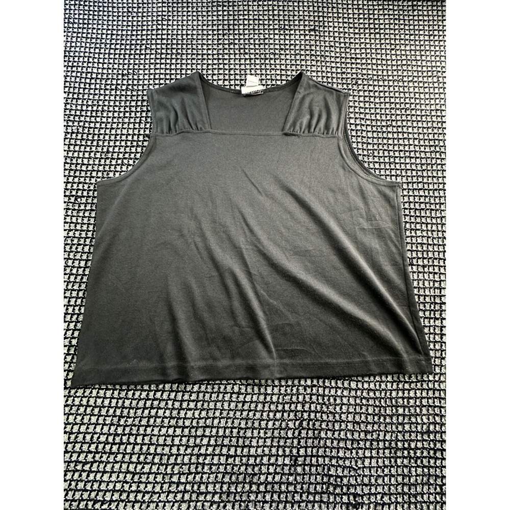 BonWorth Tank Top Womens LP Black Excellent Square Neck Pleated Knit 33359